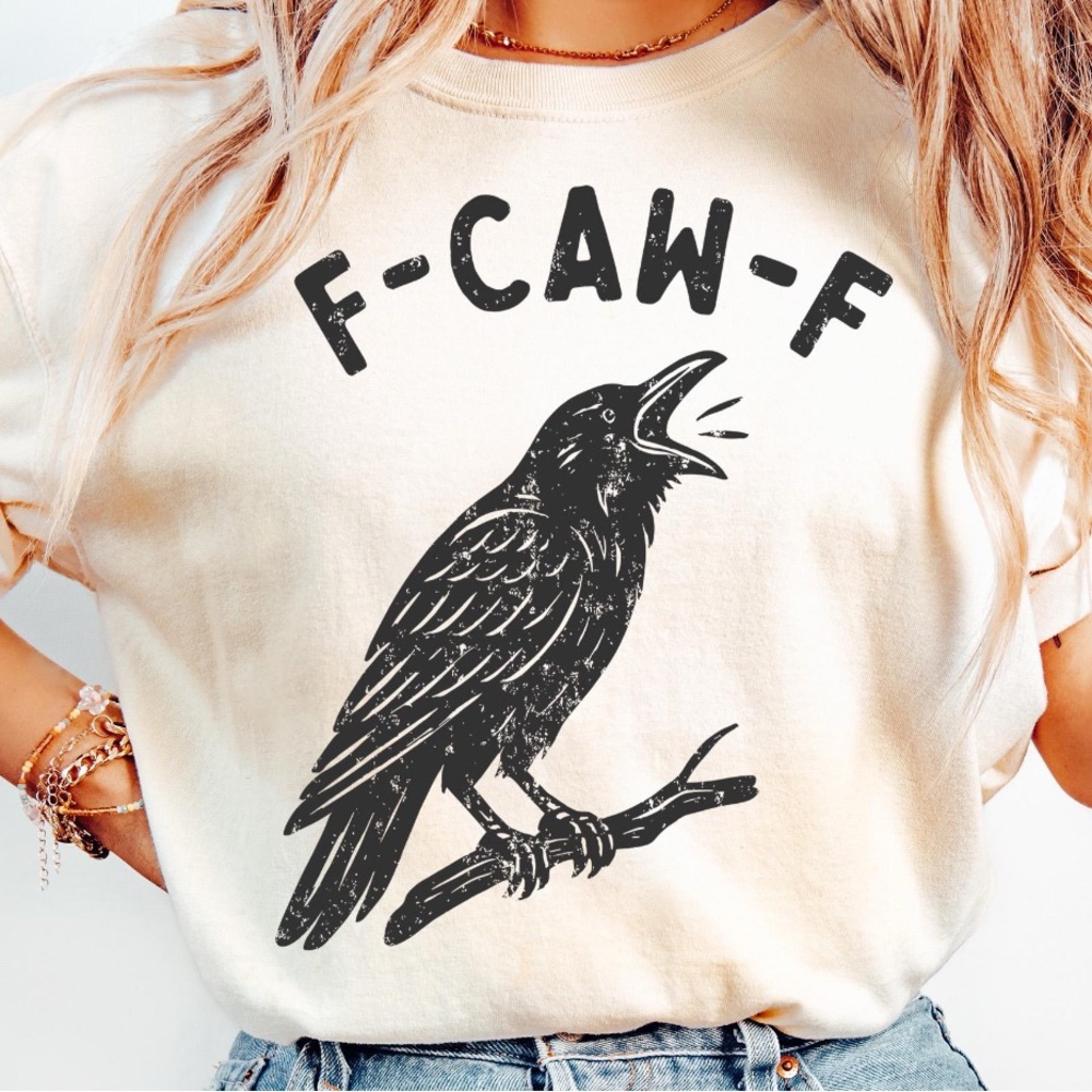 Black Bird Crow Raven F-Caw-F Shirt - Picture 2 of 2